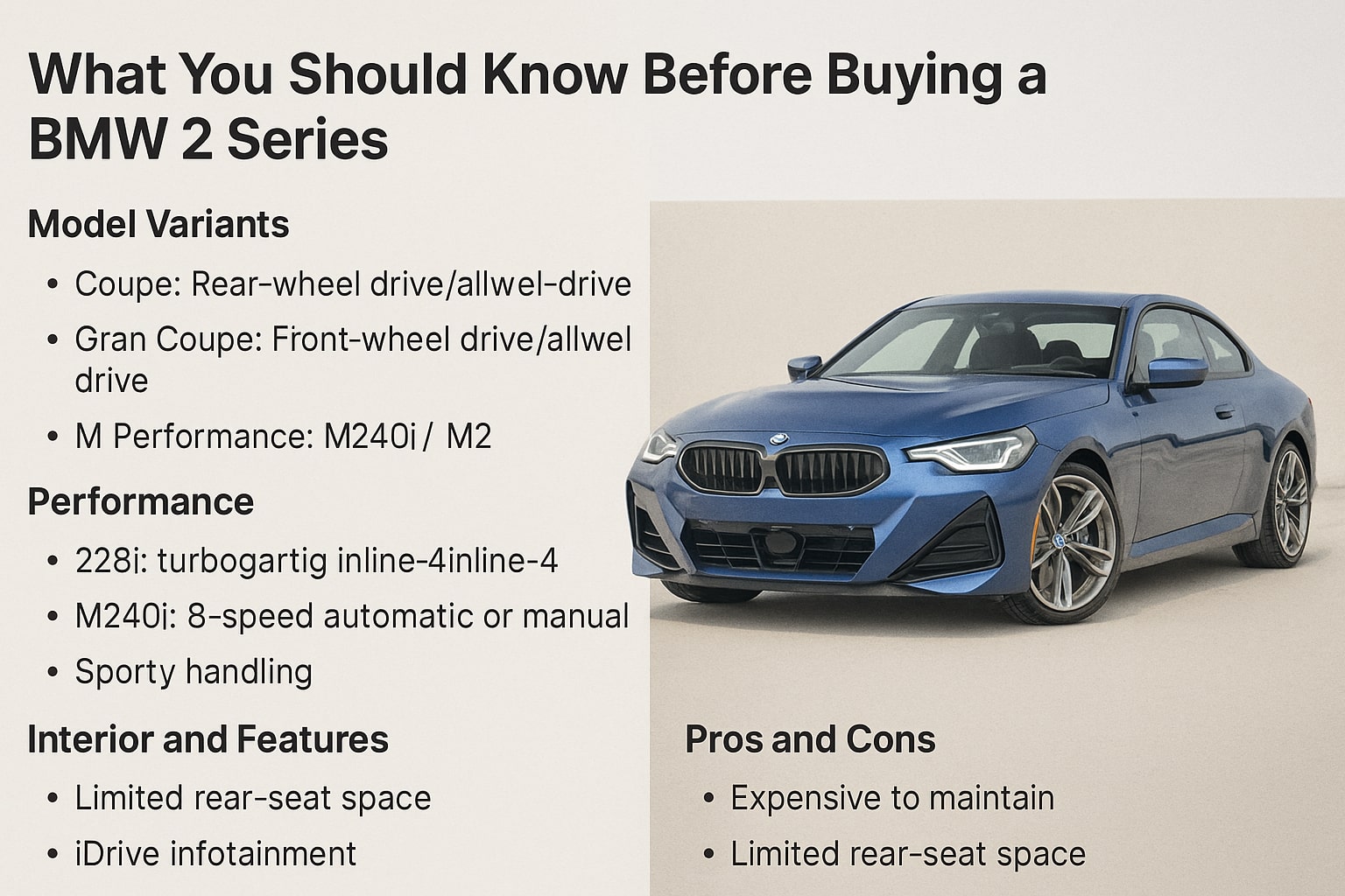 پێش کڕینی ئۆتۆمبێلی BMW 2 Series پێویستە چی بزانیت؟